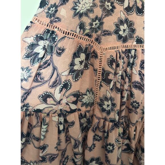 Torrid Sheer Lace Tiered Babydoll Tunic Tank Top Pink/Black Boho Women's Size 0 - Picture 5 of 7